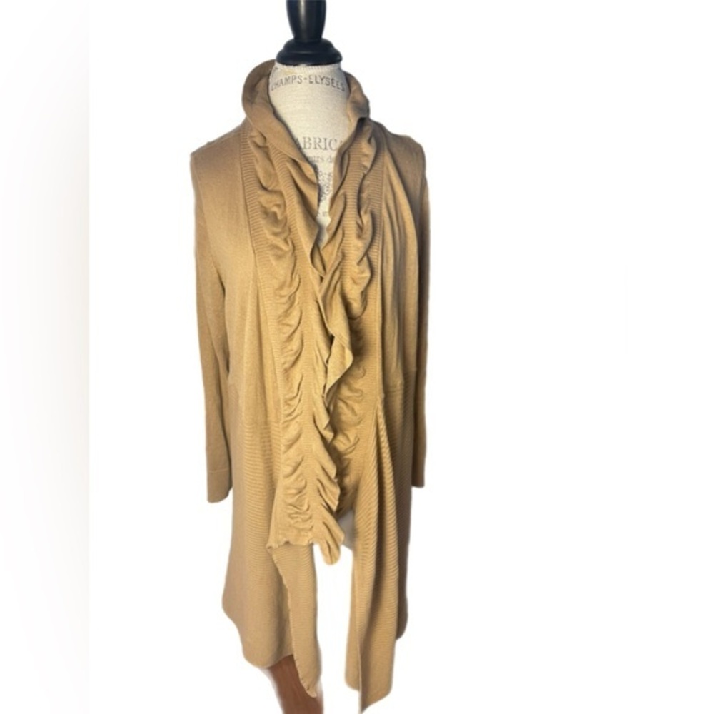 Gramercy 22 Tan Ruffled Cardigan Size 1X
